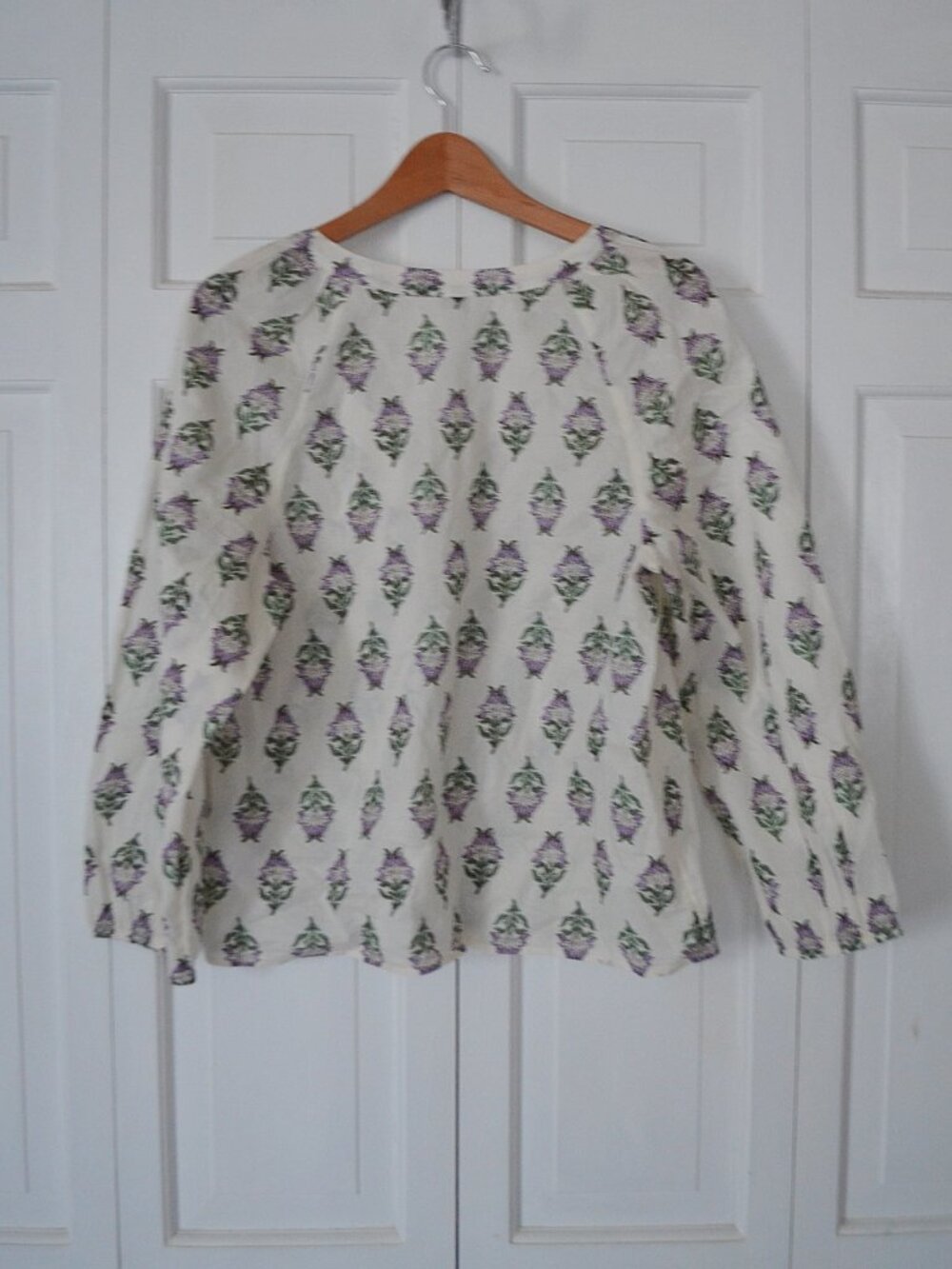 J.Crew India Block Print Floral Popover Blouse Size M - Picture 4 of 10